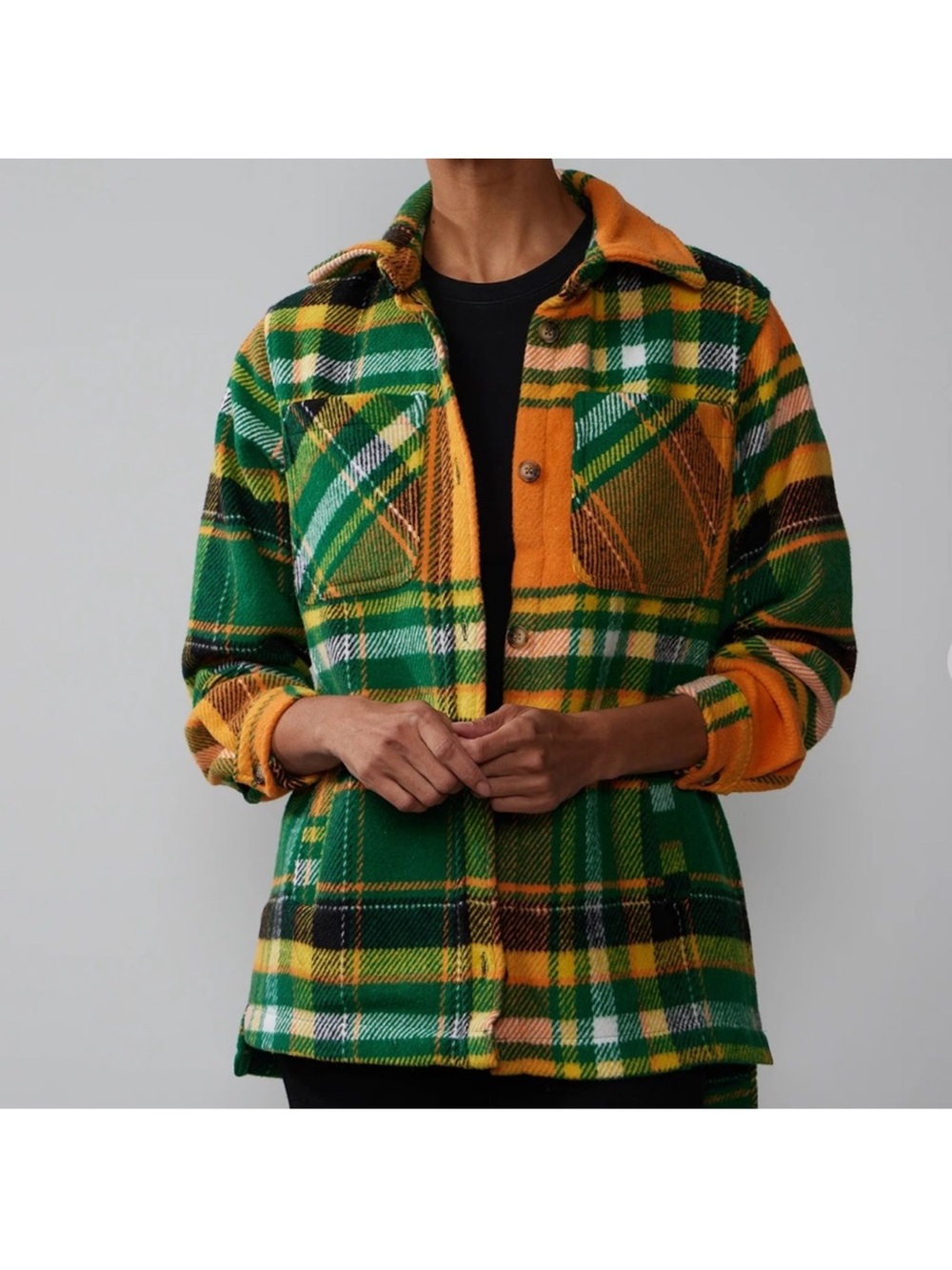 NWT NY&C Stoosh Plaid Shacket Wool Blend Shirt Jacket Sz M